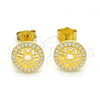 Sterling Silver Stud Earring, with White Micro Pave, Polished, Golden Finish, 02.292.0005.1