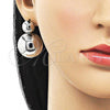 Rhodium Plated Dangle Earring, Hollow and Ball Design, Polished, Rhodium Finish, 02.411.0042.1