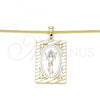 Oro Laminado Pendant Necklace, Gold Filled Style Divino Niño Design, Polished, Golden Finish, 04.106.0056.1.20