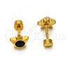 Stainless Steel Stud Earring, Star Design, with Black Crystal, Polished, Golden Finish, 02.271.0016.7