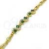Oro Laminado Fancy Bracelet, Gold Filled Style Infinite Design, with Green and White Cubic Zirconia, Polished, Golden Finish, 03.266.0025.3.07