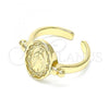 Oro Laminado Multi Stone Ring, Gold Filled Style Virgen Maria Design, Polished, Golden Finish, 01.213.0010