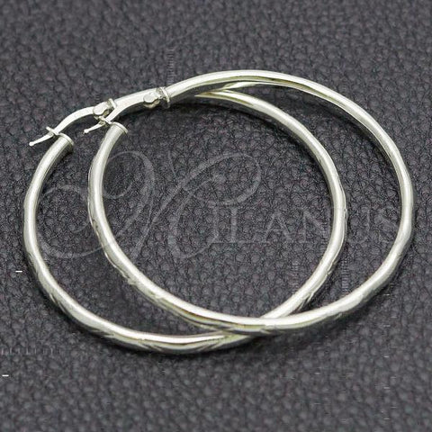 Sterling Silver Large Hoop, Diamond Cutting Finish, Silver Finish, 02.389.0182.50