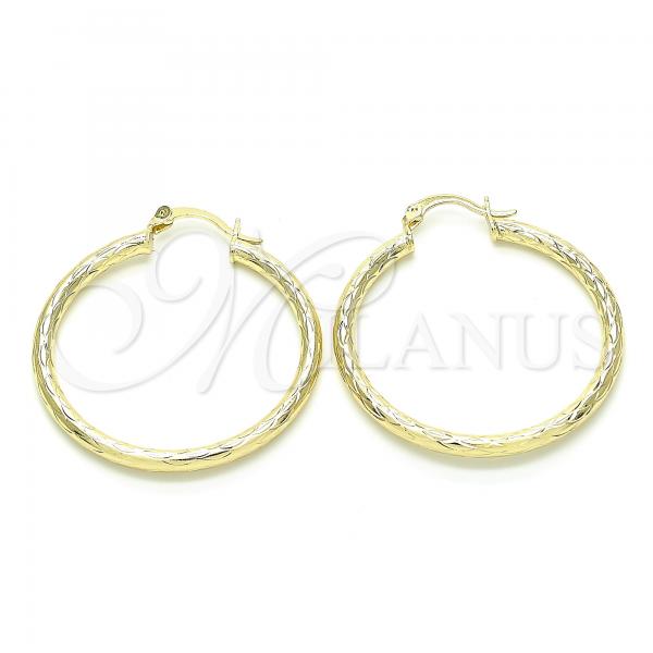 Oro Laminado Medium Hoop, Gold Filled Style Diamond Cutting Finish, Golden Finish, 02.213.0159.40