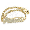 Oro Laminado Fancy Bracelet, Gold Filled Style Nameplate Design, Polished, Golden Finish, 03.63.1973.08