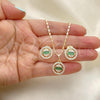 Oro Laminado Earring and Pendant Adult Set, Gold Filled Style Baguette Design, with Green and White Cubic Zirconia, Polished, Golden Finish, 10.196.0090