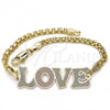 Oro Laminado Fancy Bracelet, Gold Filled Style Nameplate and Love Design, Polished, Tricolor, 03.63.1972.1.08