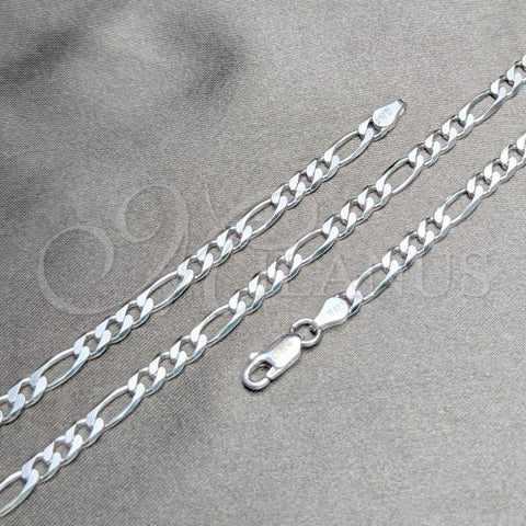 Sterling Silver Basic Bracelet, Figaro Design, Polished, Silver Finish, 03.420.0013.10