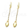 Oro Laminado Long Earring, Gold Filled Style with  Cubic Zirconia, Golden Finish, 5.104.008