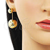 Oro Laminado Stud Earring, Gold Filled Style Ball and Hollow Design, Polished, Golden Finish, 02.156.0696