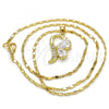 Oro Laminado Pendant Necklace, Gold Filled Style Teardrop Design, with White Cubic Zirconia, Polished, Golden Finish, 04.166.0004.18