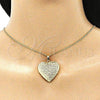 Oro Laminado Pendant Necklace, Gold Filled Style Heart and Flower Design, Polished, Golden Finish, 04.117.0024.20