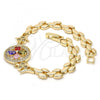 Oro Laminado Fancy Bracelet, Gold Filled Style with Multicolor Cubic Zirconia, Polished, Golden Finish, 03.210.0044.5.08