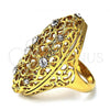 Oro Laminado Multi Stone Ring, Gold Filled Style with White Crystal, Polished, Golden Finish, 01.118.0021.09 (Size 9)