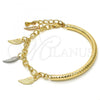 Oro Laminado Charm Bracelet, Gold Filled Style Hollow Design, Diamond Cutting Finish, Tricolor, 03.63.1822.1.08