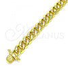 Oro Laminado Basic Bracelet, Gold Filled Style Miami Cuban Design, Polished, Golden Finish, 03.278.0001.08