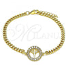 Oro Laminado Fancy Bracelet, Gold Filled Style with White Micro Pave, Polished, Golden Finish, 03.156.0033.08