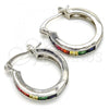 Rhodium Plated Small Hoop, with Multicolor Cubic Zirconia, Polished, Rhodium Finish, 02.210.0294.9.20
