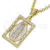 Oro Laminado Religious Pendant, Gold Filled Style Guadalupe Design, Polished, Tricolor, 05.351.0140.1