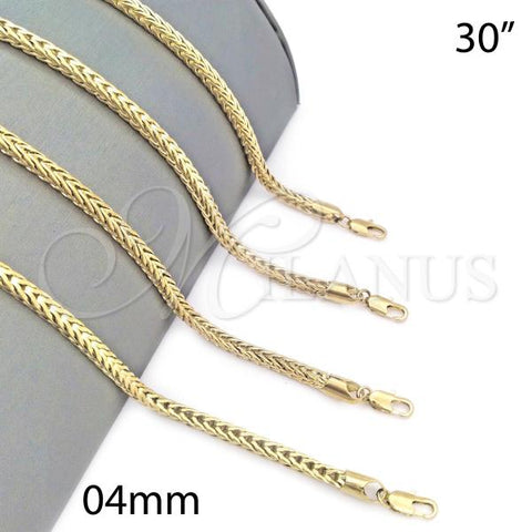 Oro Laminado Basic Necklace, Gold Filled Style Square Franco Design, Polished, Golden Finish, 04.63.0211.30