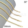 Oro Laminado Basic Necklace, Gold Filled Style Square Franco Design, Polished, Golden Finish, 04.63.0211.30