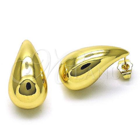 Oro Laminado Stud Earring, Gold Filled Style Chunky Design, Polished, Golden Finish, 02.122.0124