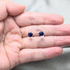 Sterling Silver Stud Earring, with Sapphire Blue Cubic Zirconia, Polished, Silver Finish, 02.392.0038