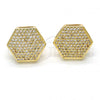 Oro Laminado Stud Earring, Gold Filled Style with White Micro Pave, Polished, Golden Finish, 02.156.0205