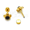 Stainless Steel Stud Earring, Flower Design, with Black Crystal, Polished, Golden Finish, 02.271.0019.4