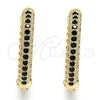 Oro Laminado Huggie Hoop, Gold Filled Style with Black and White Micro Pave, Polished, Golden Finish, 02.264.0006.4.20