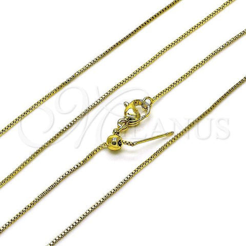 Oro Laminado Basic Necklace, Gold Filled Style Box Design, Polished, Golden Finish, 04.341.0131.20