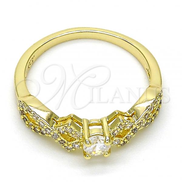 Oro Laminado Multi Stone Ring, Gold Filled Style with White Cubic Zirconia and White Micro Pave, Polished, Golden Finish, 01.99.0084.08 (Size 8)
