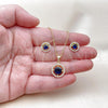 Oro Laminado Earring and Pendant Adult Set, Gold Filled Style Cluster Design, with Sapphire Blue and White Cubic Zirconia, Polished, Golden Finish, 10.156.0540.2