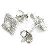 Sterling Silver Stud Earring, with White Cubic Zirconia, Polished, Rhodium Finish, 02.369.0010