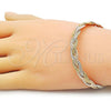 Oro Laminado Individual Bangle, Gold Filled Style Diamond Cutting Finish, Tricolor, 07.170.0028