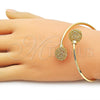Oro Laminado Individual Bangle, Gold Filled Style Ball Design, Diamond Cutting Finish, Golden Finish, 07.170.0067