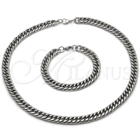 Stainless Steel Necklace and Bracelet, Polished, Steel Finish, 06.116.0036