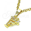 Oro Laminado Religious Pendant, Gold Filled Style Angel Design, Diamond Cutting Finish, Golden Finish, 5.182.034