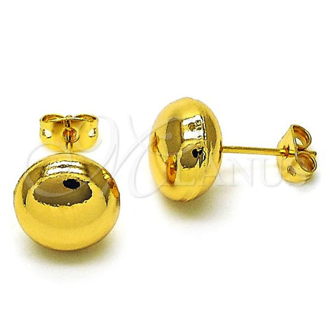 Oro Laminado Stud Earring, Gold Filled Style Ball and Hollow Design, Polished, Golden Finish, 02.342.0324