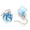 Rhodium Plated Dangle Earring, with Aquamarine Swarovski Crystals, Polished, Rhodium Finish, 02.239.0002