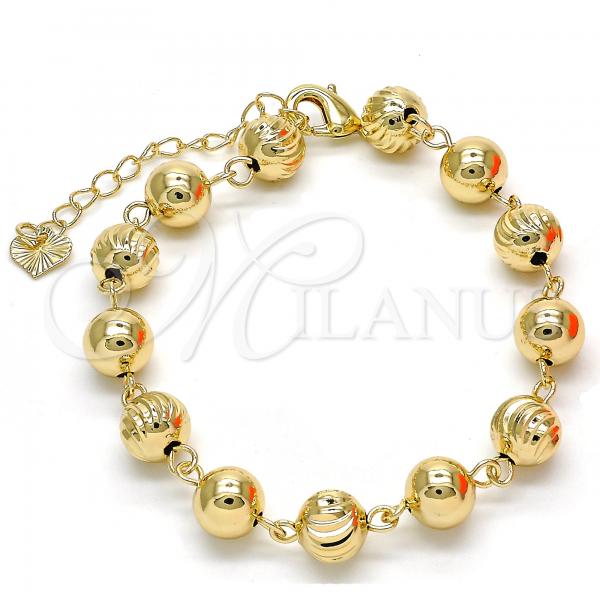 Oro Laminado Fancy Bracelet, Gold Filled Style Diamond Cutting Finish, Golden Finish, 03.93.0012.07