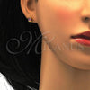 Stainless Steel Stud Earring, Flower Design, with Pink Crystal, Polished, Golden Finish, 02.271.0019.11