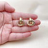 Oro Laminado Stud Earring, Gold Filled Style Love Knot Design, Polished, Tricolor, 02.170.0506