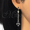Oro Laminado Long Earring, Gold Filled Style with Sapphire Blue and White Cubic Zirconia, Polished, Golden Finish, 02.210.0192.2