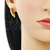 Oro Laminado Stud Earring, Gold Filled Style Heart Design, Polished, Golden Finish, 02.195.0234