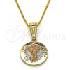 Oro Laminado Religious Pendant, Gold Filled Style Divino Niño Design, Polished, Tricolor, 05.120.0076.1