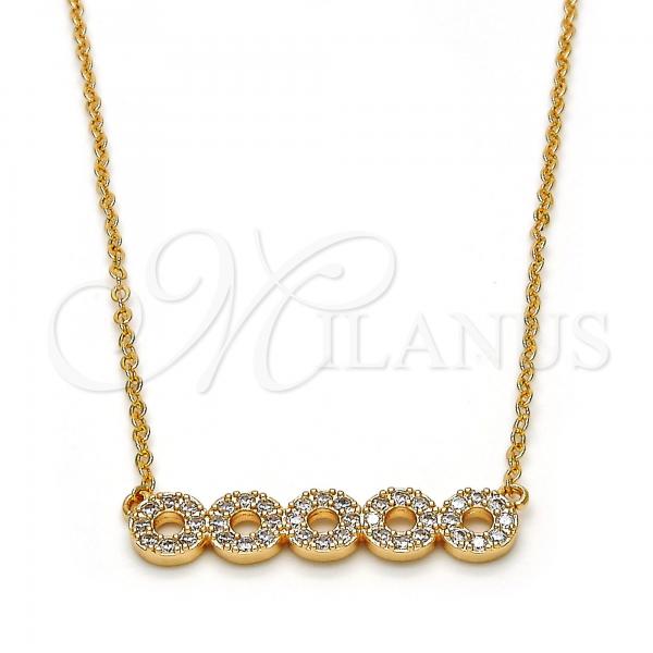 Oro Laminado Pendant Necklace, Gold Filled Style with White Cubic Zirconia, Polished, Golden Finish, 04.213.0048.16