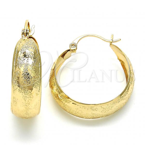 Oro Laminado Medium Hoop, Gold Filled Style Matte Finish, Golden Finish, 02.106.0006.30