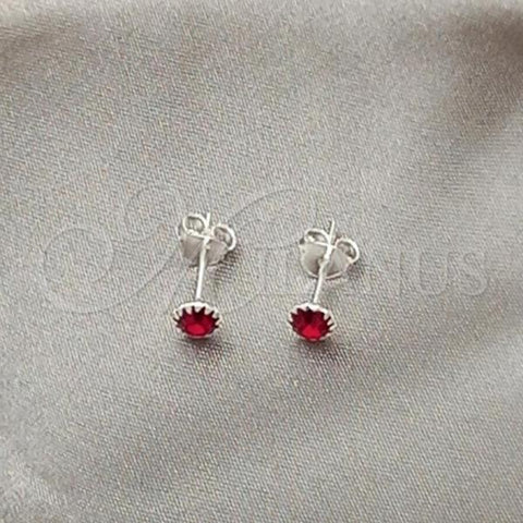Sterling Silver Stud Earring, with Garnet Cubic Zirconia, Polished, Silver Finish, 02.397.0039.01