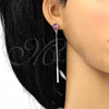 Rhodium Plated Long Earring, Teardrop Design, with Rose Swarovski Crystals, Polished, Rhodium Finish, 02.26.0173